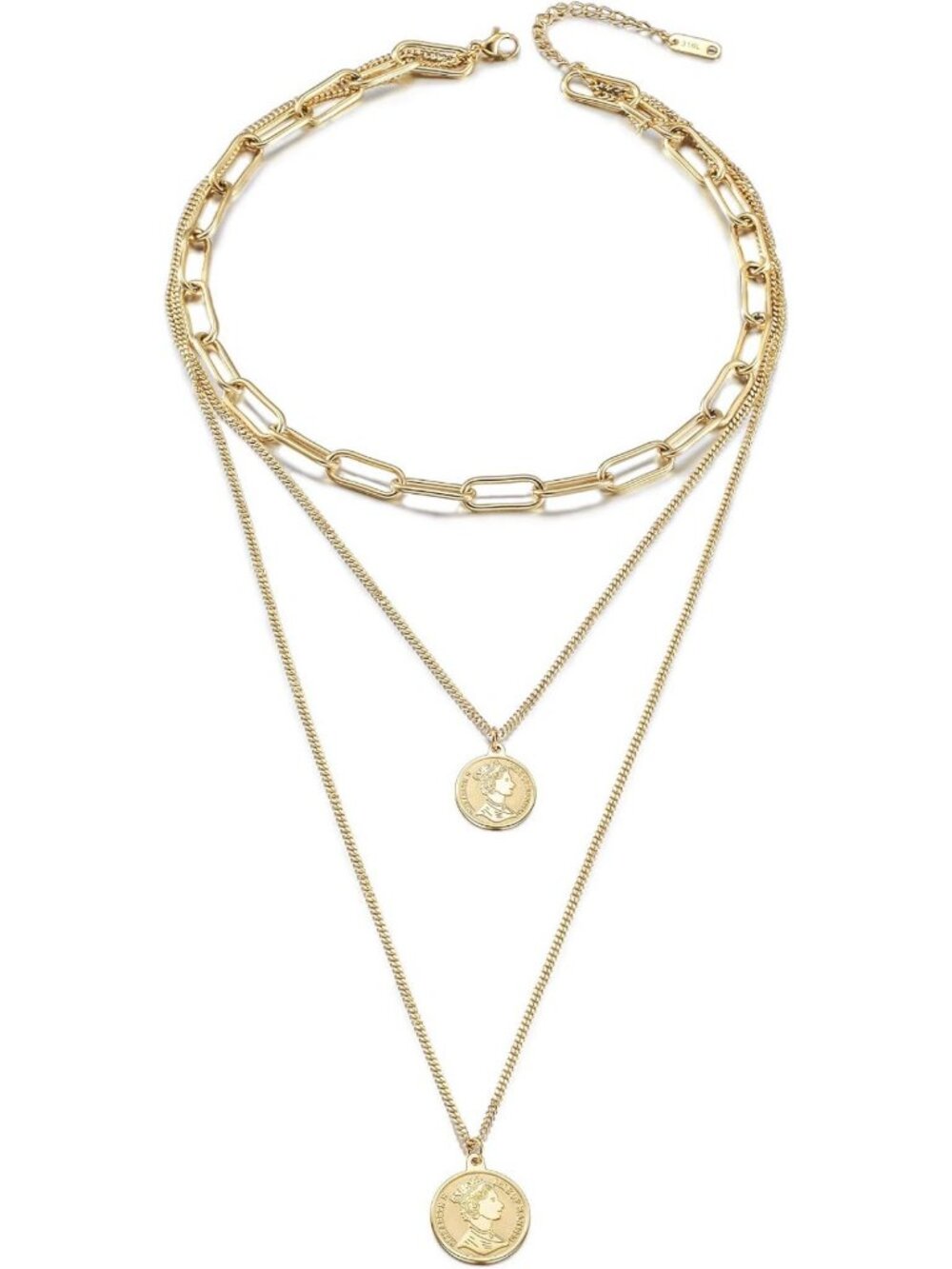 Vintage Gold Coin Pendant Necklace for Women | 14K Gold Plated Layered Choker